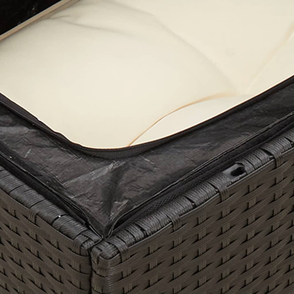 Dvivietė sodo sofa su pagalvėlėmis, juodos spalvos, poliratanas - Namų Idėja