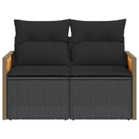 Dvivietė sodo sofa su pagalvėlėmis, juodos spalvos, poliratanas - Namų Idėja