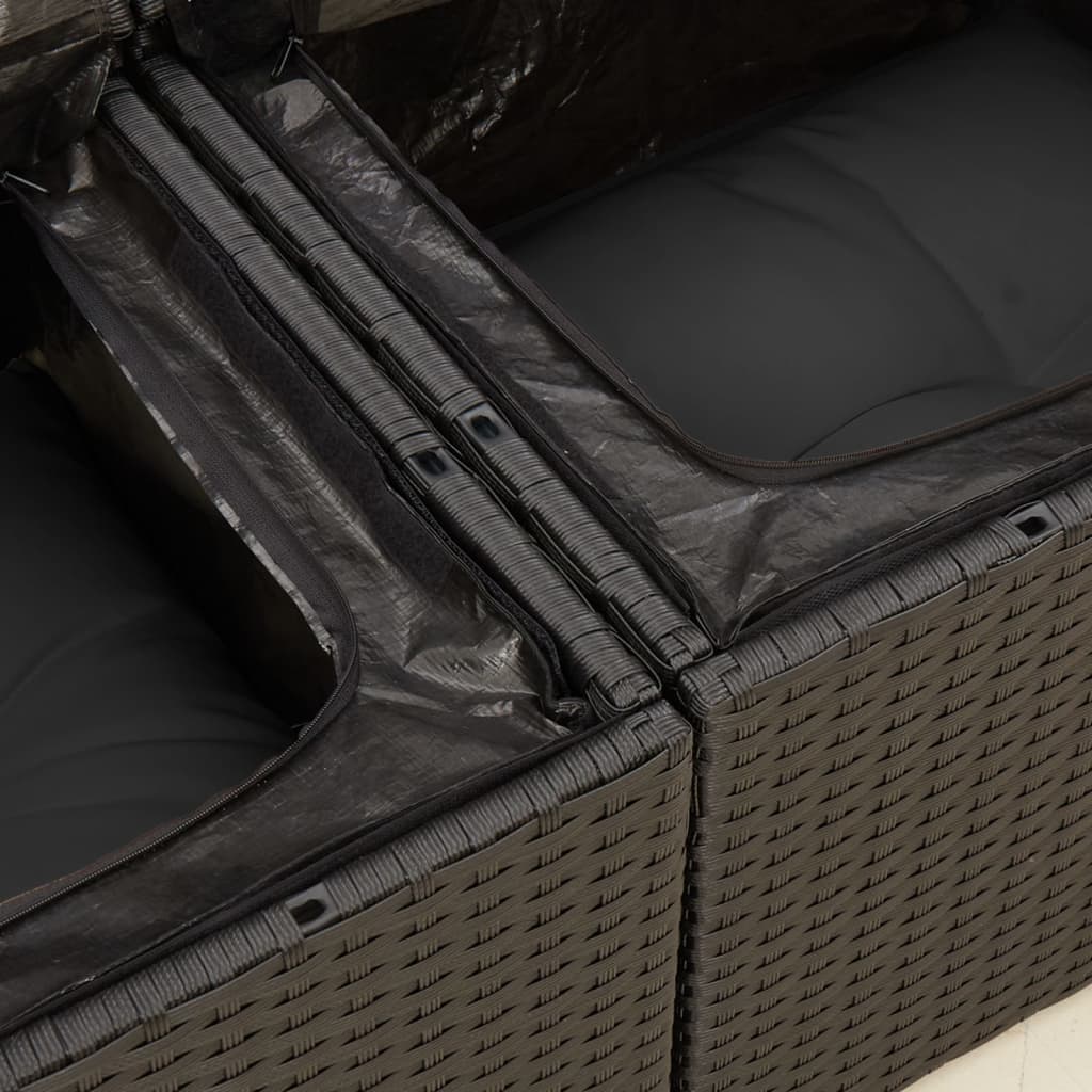 Dvivietė sodo sofa su pagalvėlėmis, juodos spalvos, poliratanas - Namų Idėja
