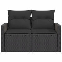 Dvivietė sodo sofa su pagalvėlėmis, juodos spalvos, poliratanas - Namų Idėja
