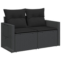 Dvivietė sodo sofa su pagalvėlėmis, juodos spalvos, poliratanas - Namų Idėja