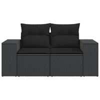 Dvivietė sodo sofa su pagalvėlėmis, juodos spalvos, poliratanas - Namų Idėja