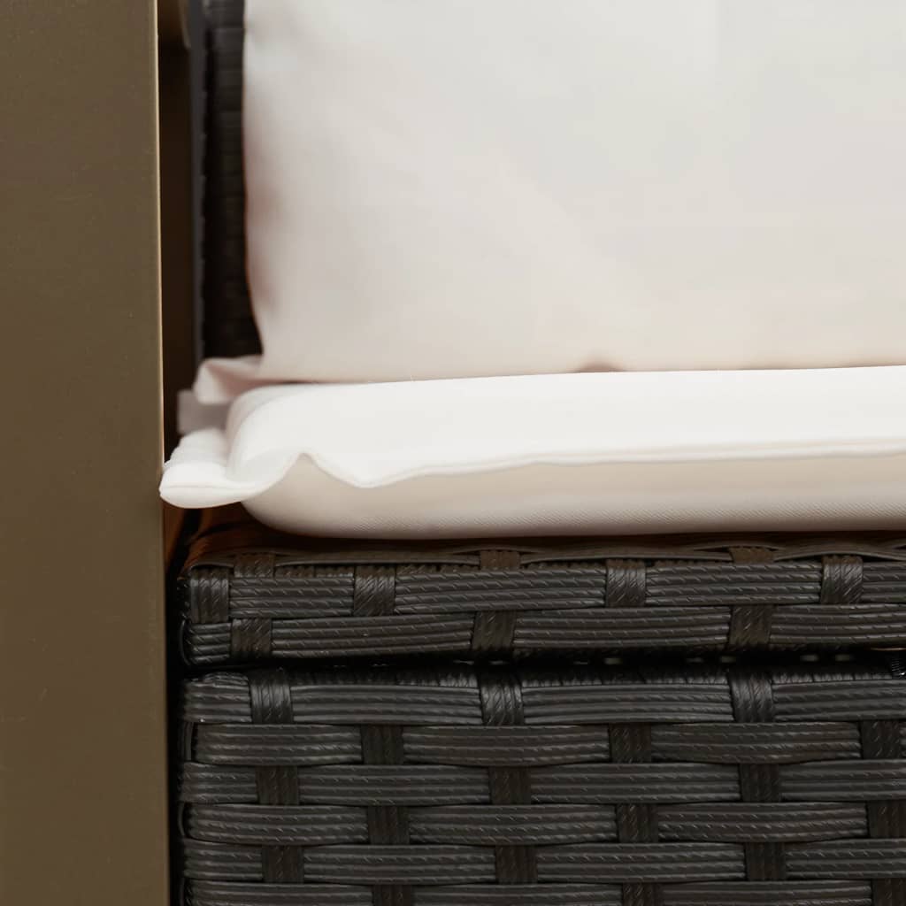 Dvivietė sodo sofa su pagalvėlėmis, juodos spalvos, poliratanas - Namų Idėja