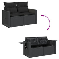 Dvivietė sodo sofa su pagalvėlėmis, juodos spalvos, poliratanas - Namų Idėja