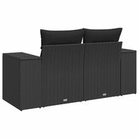 Dvivietė sodo sofa su pagalvėlėmis, juodos spalvos, poliratanas - Namų Idėja