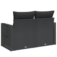 Dvivietė sodo sofa su pagalvėlėmis, juodos spalvos, poliratanas - Namų Idėja