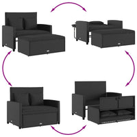 Dvivietė sodo sofa su pagalvėlėmis, juodos spalvos, poliratanas - Namų Idėja