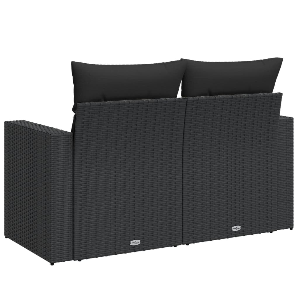 Dvivietė sodo sofa su pagalvėlėmis, juodos spalvos, poliratanas - Namų Idėja