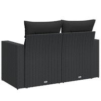 Dvivietė sodo sofa su pagalvėlėmis, juodos spalvos, poliratanas - Namų Idėja