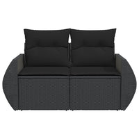 Dvivietė sodo sofa su pagalvėlėmis, juodos spalvos, poliratanas - Namų Idėja