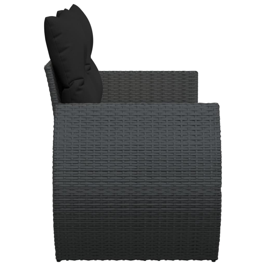Dvivietė sodo sofa su pagalvėlėmis, juodos spalvos, poliratanas - Namų Idėja