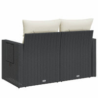 Dvivietė sodo sofa su pagalvėlėmis, juodos spalvos, poliratanas - Namų Idėja