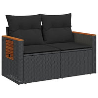 Dvivietė sodo sofa su pagalvėlėmis, juodos spalvos, poliratanas - Namų Idėja