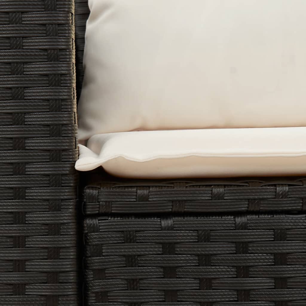 Dvivietė sodo sofa su pagalvėlėmis, juodos spalvos, poliratanas - Namų Idėja