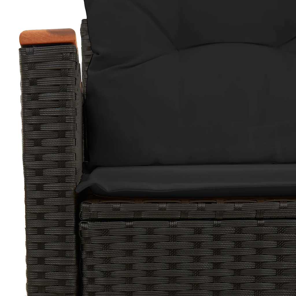 Dvivietė sodo sofa su pagalvėlėmis, juodos spalvos, poliratanas - Namų Idėja