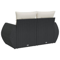 Dvivietė sodo sofa su pagalvėlėmis, juodos spalvos, poliratanas - Namų Idėja