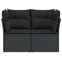 Dvivietė sodo sofa su pagalvėlėmis, juodos spalvos, poliratanas - Namų Idėja
