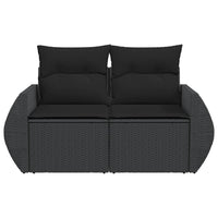 Dvivietė sodo sofa su pagalvėlėmis, juodos spalvos, poliratanas - Namų Idėja