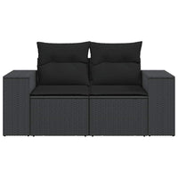 Dvivietė sodo sofa su pagalvėlėmis, juodos spalvos, poliratanas - Namų Idėja