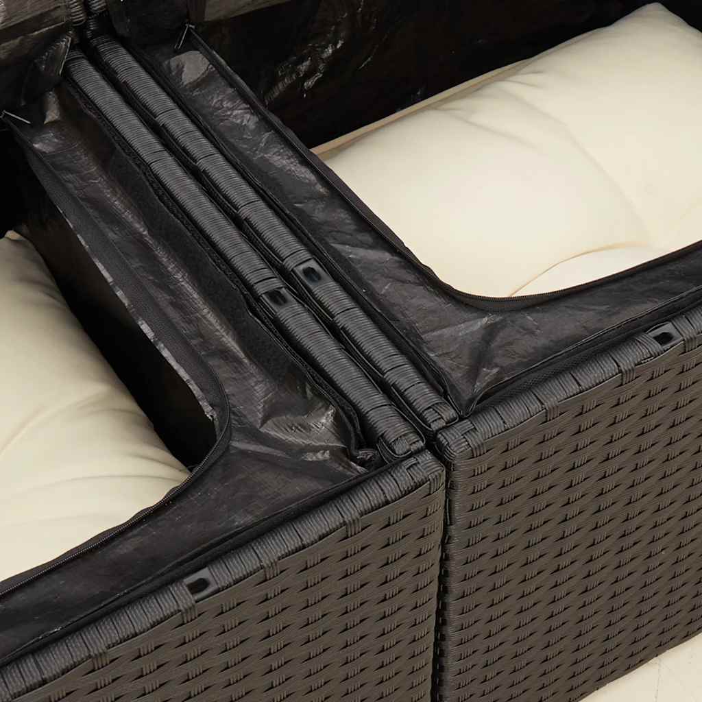 Dvivietė sodo sofa su pagalvėlėmis, juodos spalvos, poliratanas - Namų Idėja