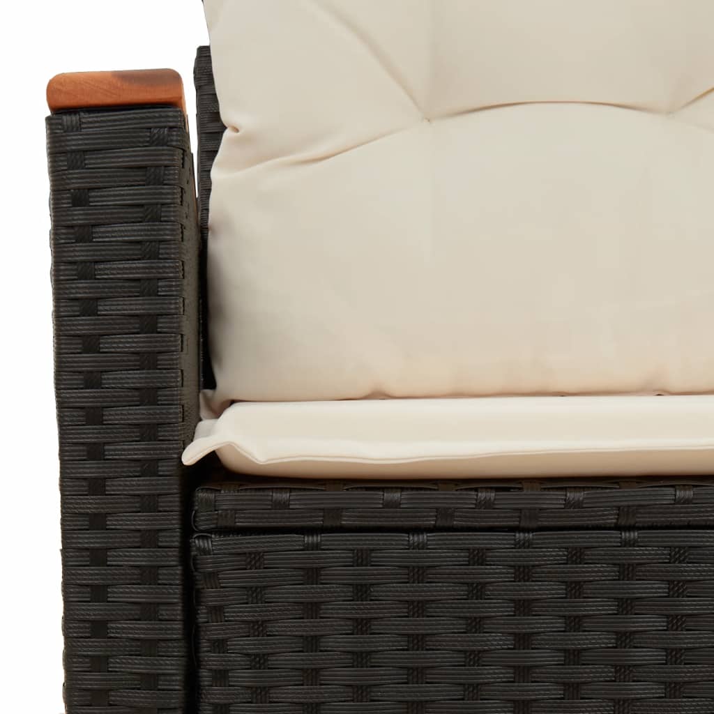 Dvivietė sodo sofa su pagalvėlėmis, juodos spalvos, poliratanas - Namų Idėja