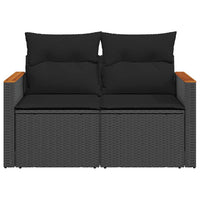 Dvivietė sodo sofa su pagalvėlėmis, juodos spalvos, poliratanas - Namų Idėja