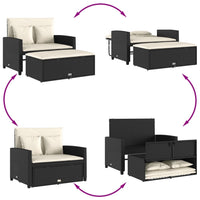 Dvivietė sodo sofa su pagalvėlėmis, juodos spalvos, poliratanas - Namų Idėja