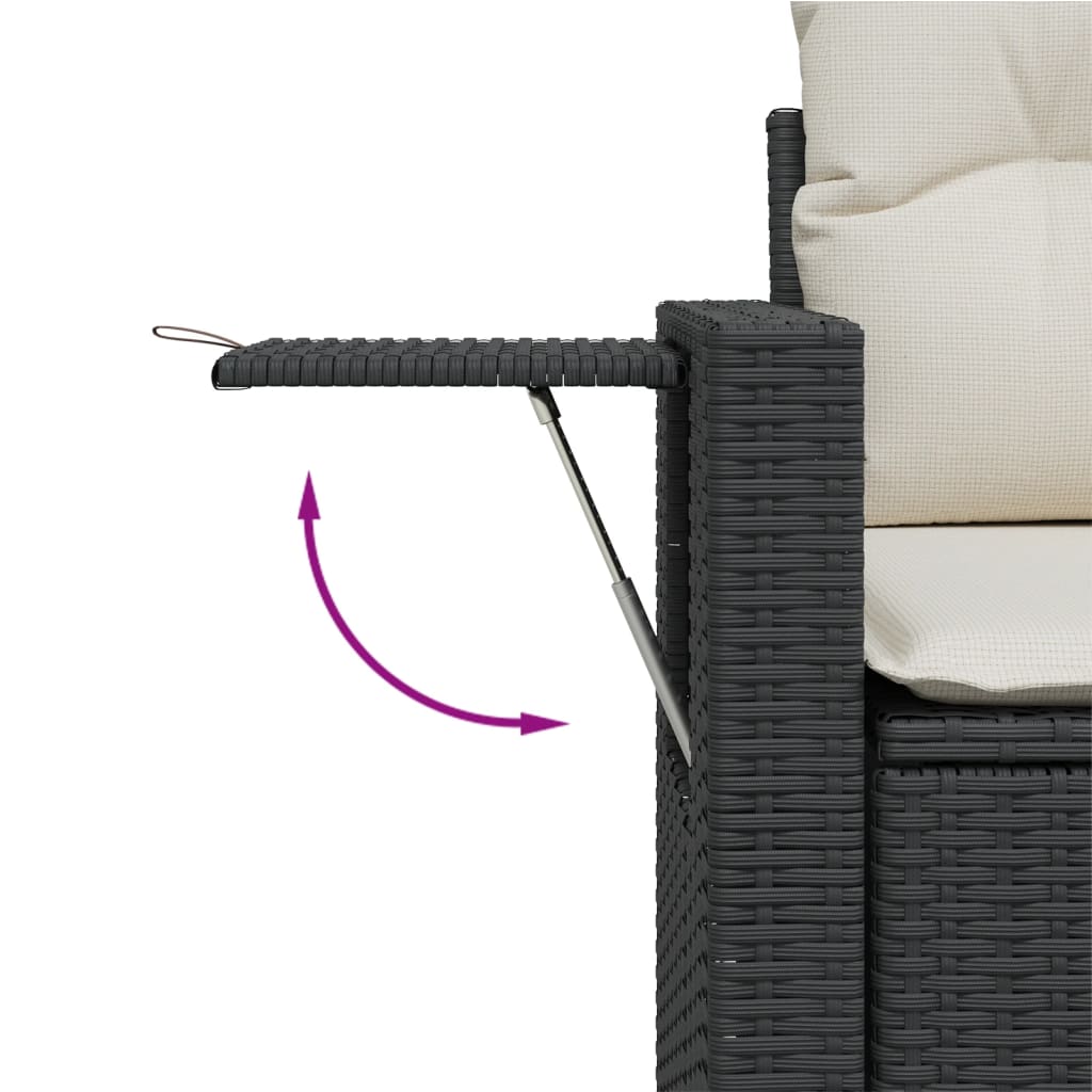 Dvivietė sodo sofa su pagalvėlėmis, juodos spalvos, poliratanas - Namų Idėja