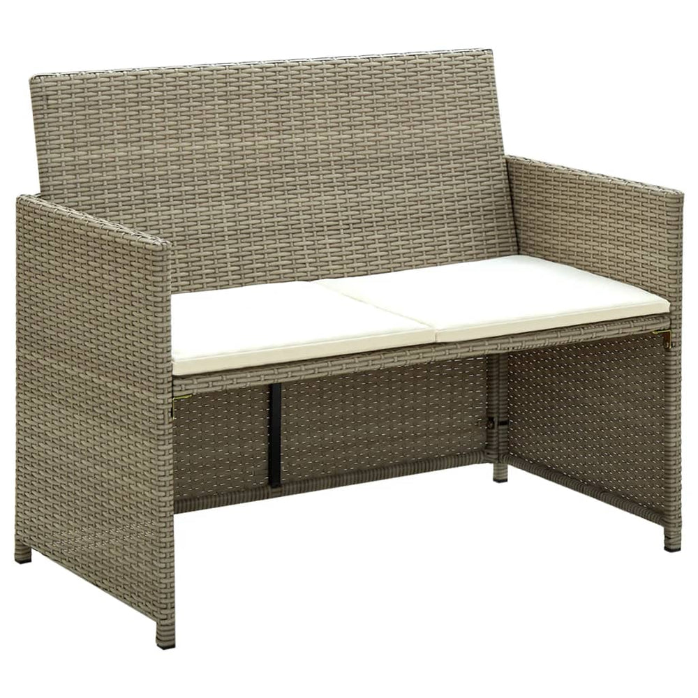 Dvivietė sodo sofa su pagalvėlėmis, kreminė, poliratanas - Namų Idėja