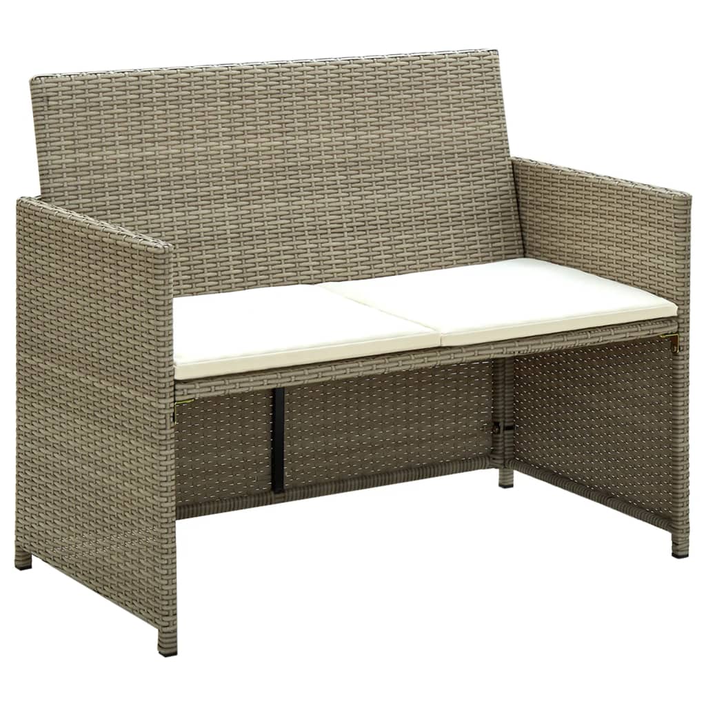 Dvivietė sodo sofa su pagalvėlėmis, kreminė, poliratanas - Namų Idėja