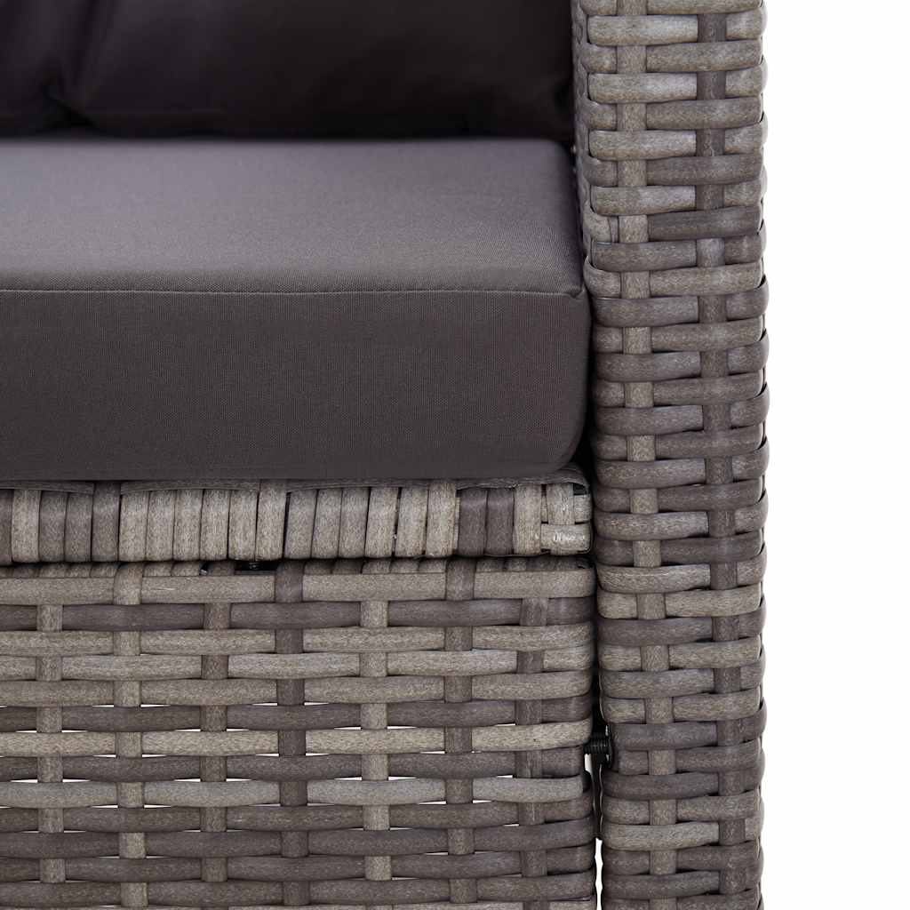 Dvivietė sodo sofa su pagalvėlėmis, pilka, 124cm, poliratanas - Namų Idėja