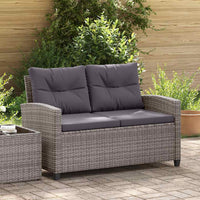 Dvivietė sodo sofa su pagalvėlėmis, pilka, 124cm, poliratanas - Namų Idėja