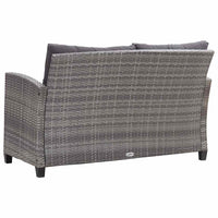 Dvivietė sodo sofa su pagalvėlėmis, pilka, 124cm, poliratanas - Namų Idėja