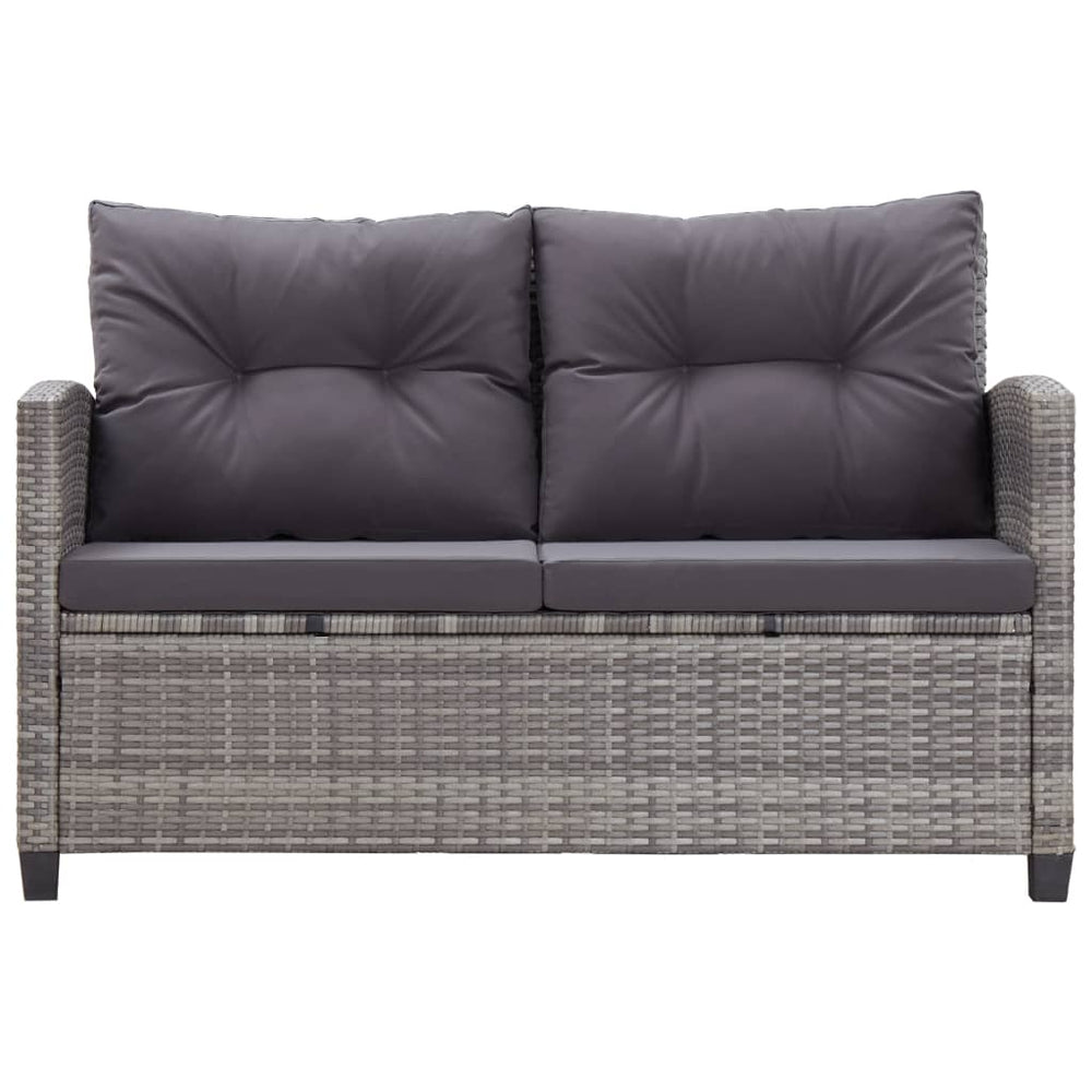 Dvivietė sodo sofa su pagalvėlėmis, pilka, 124cm, poliratanas - Namų Idėja