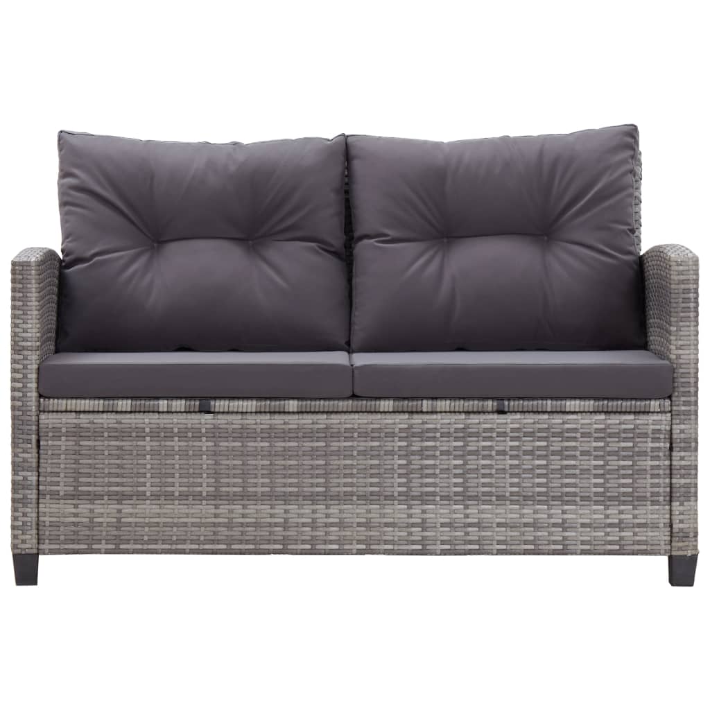 Dvivietė sodo sofa su pagalvėlėmis, pilka, 124cm, poliratanas - Namų Idėja