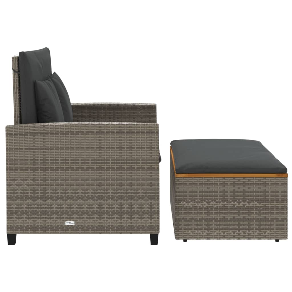 Dvivietė sodo sofa su pagalvėlėmis, pilkas, poliratanas/akacija - Namų Idėja
