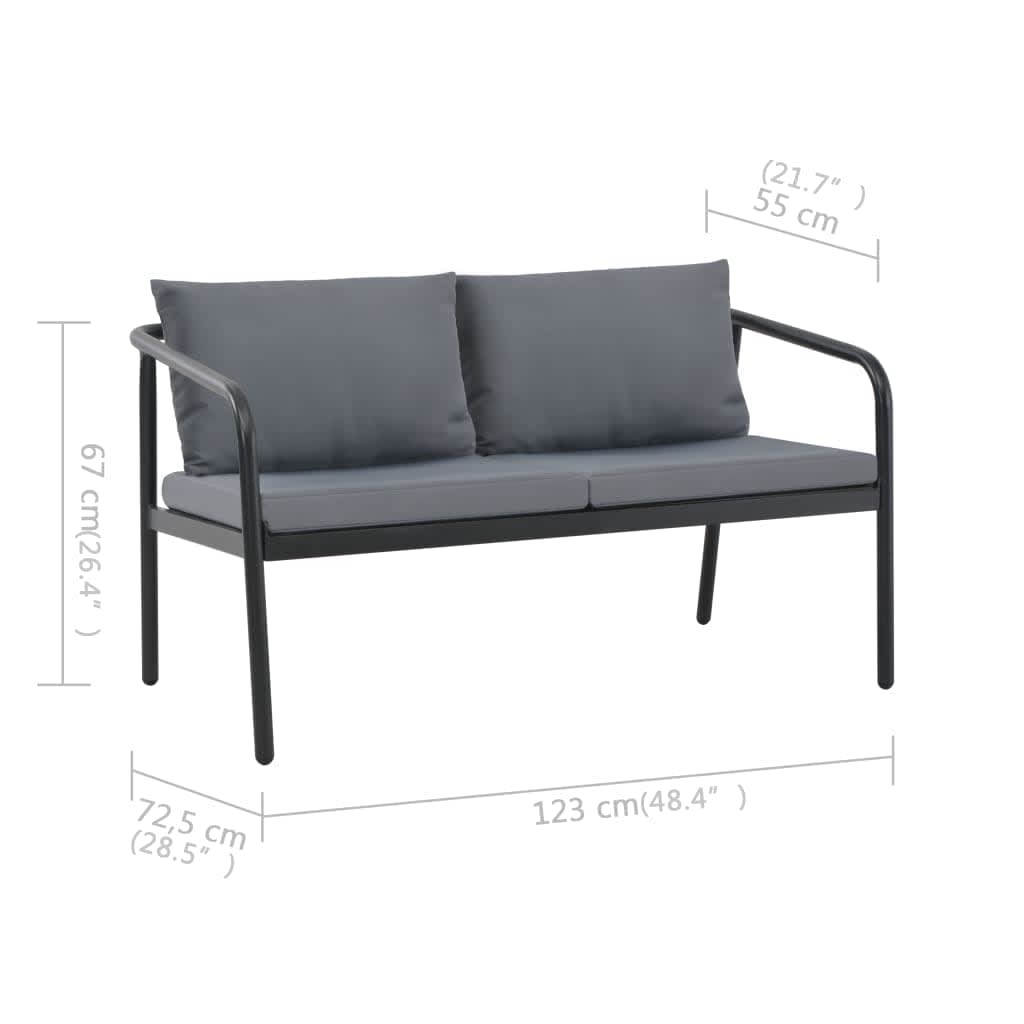 Dvivietė sodo sofa su pagalvėlėmis, pilkos spalvos, aliuminis - Namų Idėja