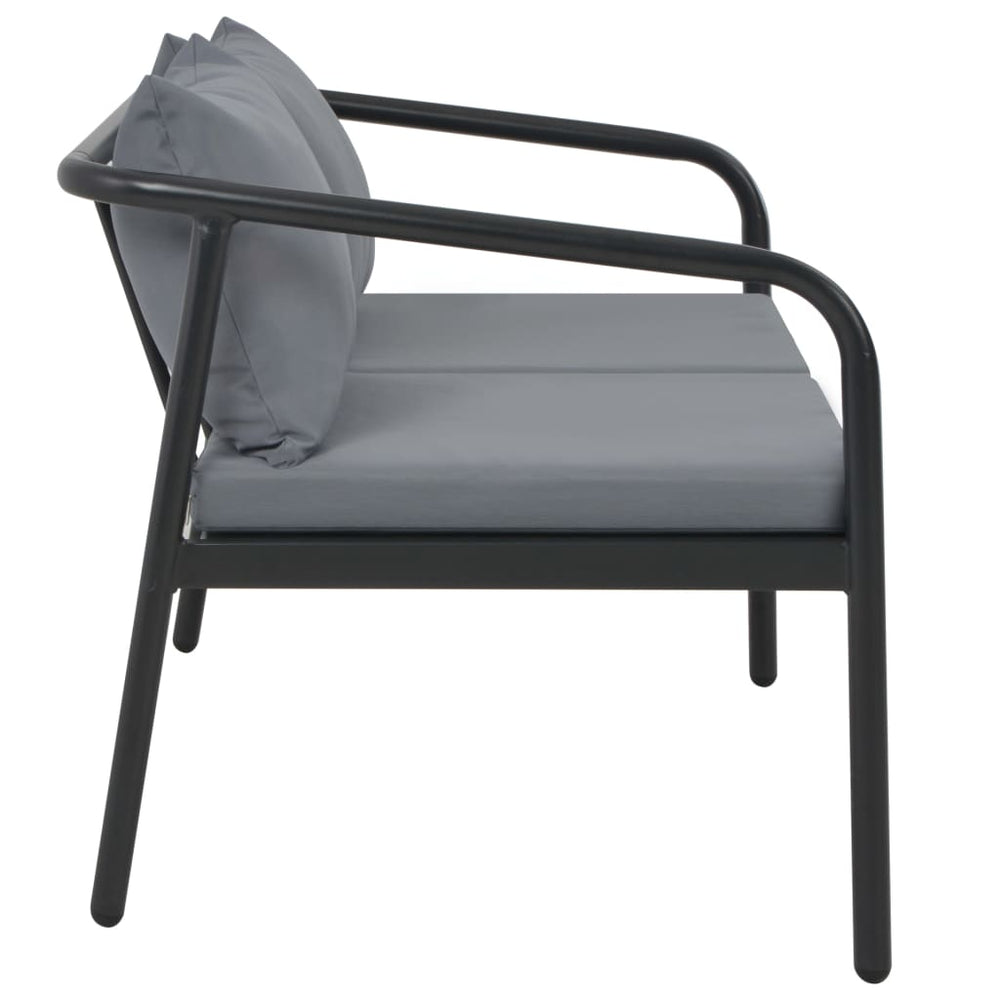 Dvivietė sodo sofa su pagalvėlėmis, pilkos spalvos, aliuminis - Namų Idėja