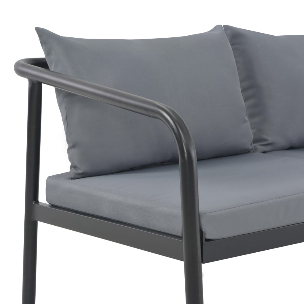 Dvivietė sodo sofa su pagalvėlėmis, pilkos spalvos, aliuminis - Namų Idėja