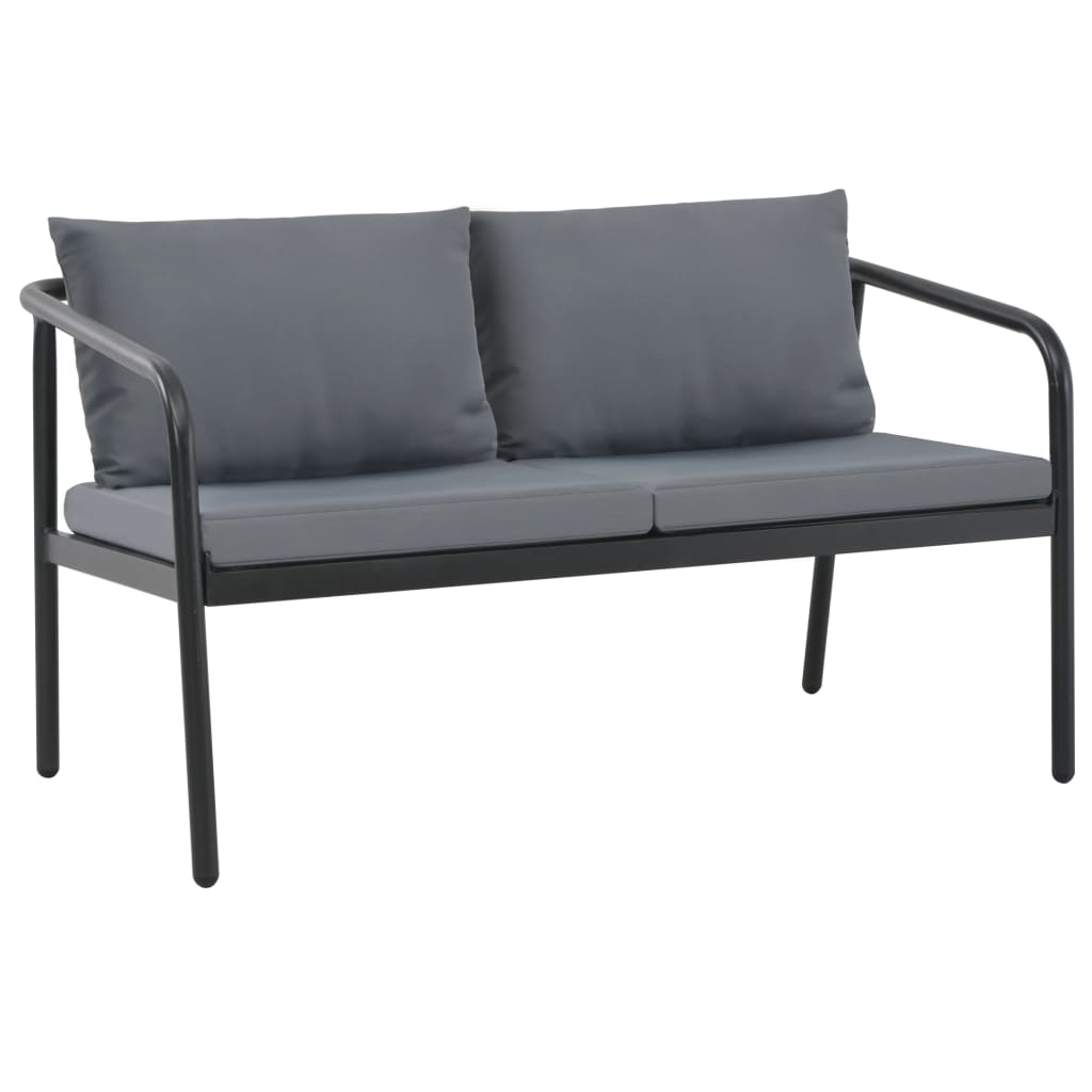 Dvivietė sodo sofa su pagalvėlėmis, pilkos spalvos, aliuminis - Namų Idėja