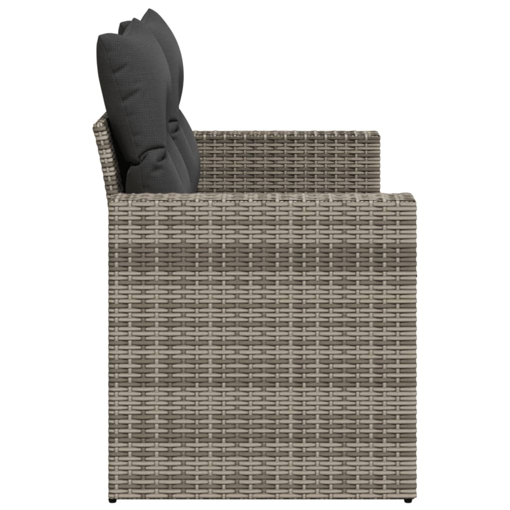 Dvivietė sodo sofa su pagalvėlėmis, pilkos spalvos, poliratanas - Namų Idėja
