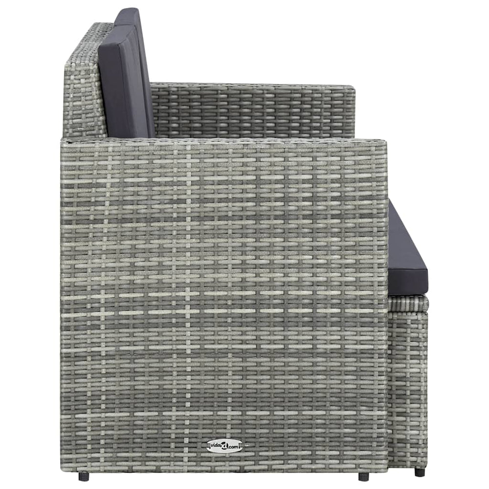 Dvivietė sodo sofa su pagalvėlėmis, pilkos spalvos, poliratanas - Namų Idėja