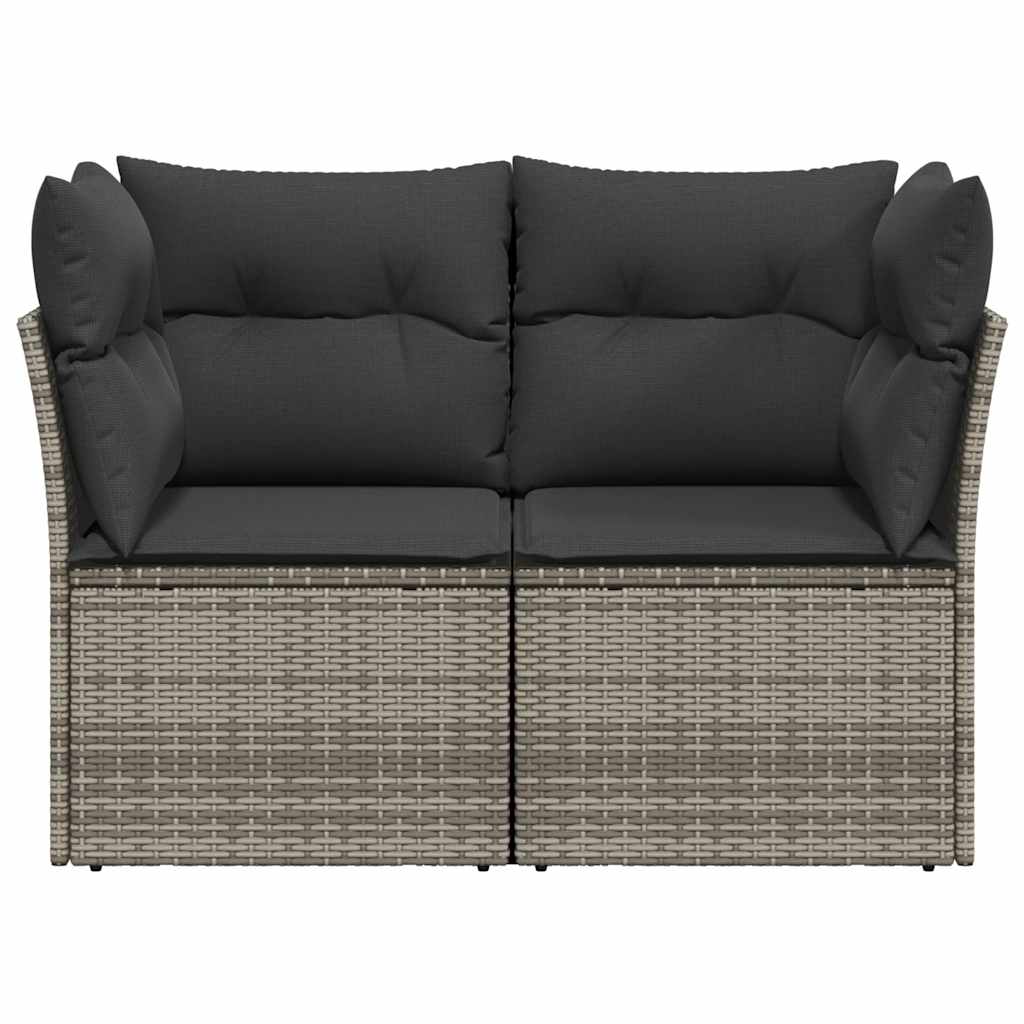 Dvivietė sodo sofa su pagalvėlėmis, pilkos spalvos, poliratanas - Namų Idėja