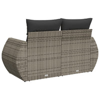 Dvivietė sodo sofa su pagalvėlėmis, pilkos spalvos, poliratanas - Namų Idėja