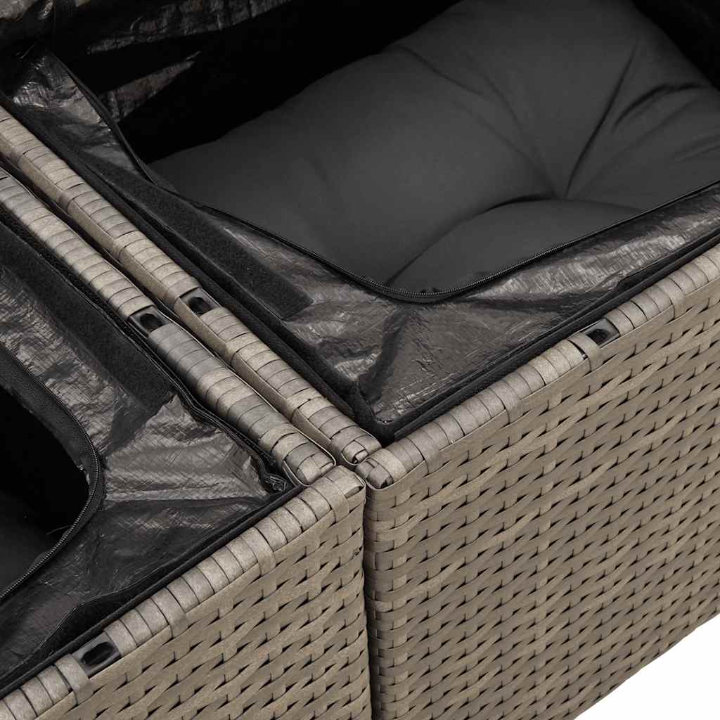 Dvivietė sodo sofa su pagalvėlėmis, pilkos spalvos, poliratanas - Namų Idėja