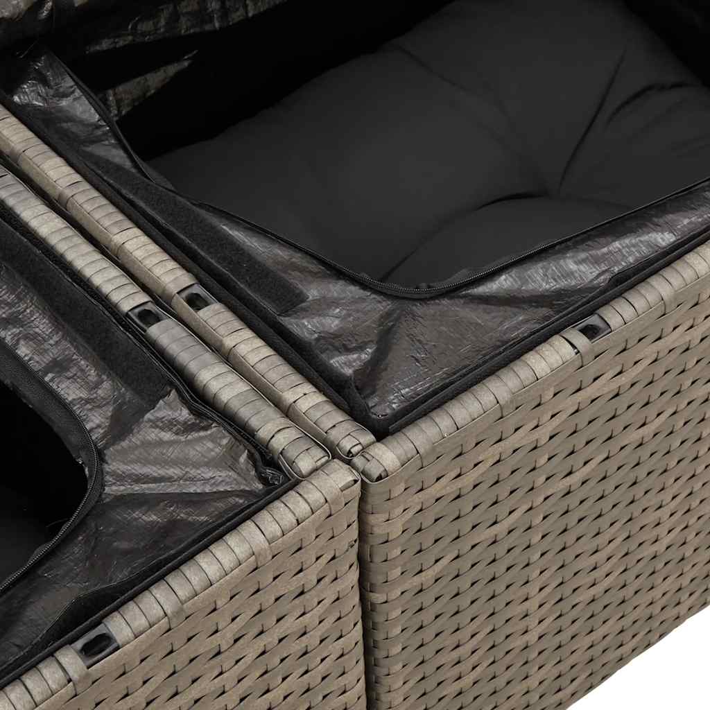 Dvivietė sodo sofa su pagalvėlėmis, pilkos spalvos, poliratanas - Namų Idėja