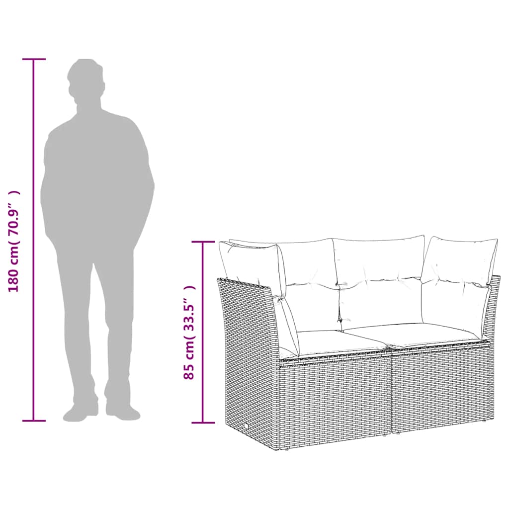 Dvivietė sodo sofa su pagalvėlėmis, pilkos spalvos, poliratanas - Namų Idėja