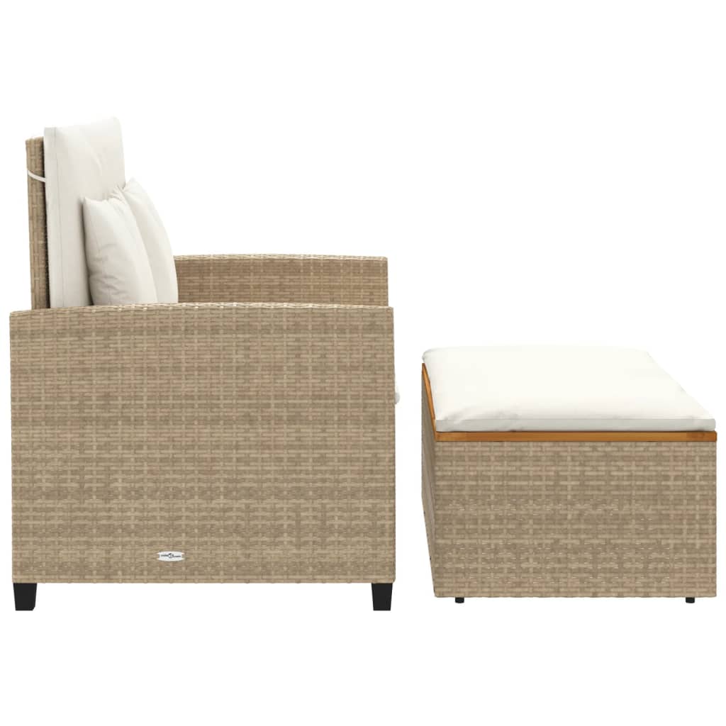 Dvivietė sodo sofa su pagalvėlėmis, smėlio, poliratanas/akacija - Namų Idėja