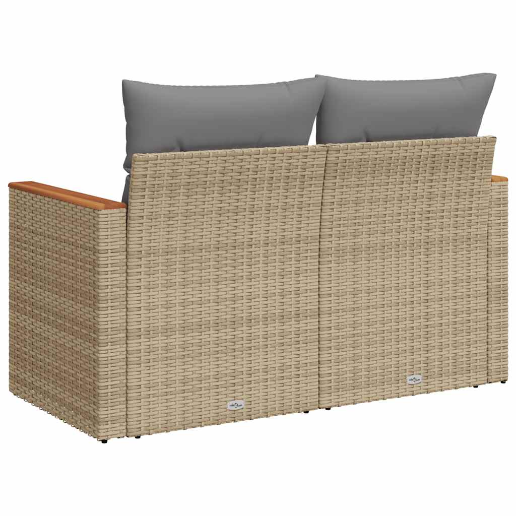 Dvivietė sodo sofa su pagalvėlėmis, smėlio spalvos, poliratanas - Namų Idėja