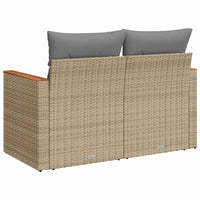 Dvivietė sodo sofa su pagalvėlėmis, smėlio spalvos, poliratanas - Namų Idėja
